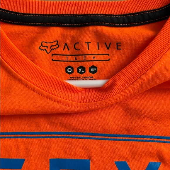 Fox Men's Vibrant Orange Tee with Blue Logo - Picture 2 of 2